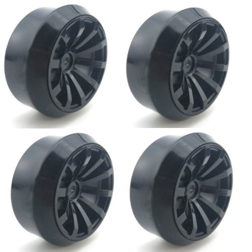 Powerhobby 1/10 Drift Car Mounted Slick Tires / Wheels (4) Black PY134