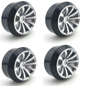 Powerhobby 1/10 Drift Car Slick Mounted Tires / Wheels (4) Silver PY147