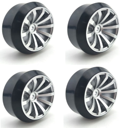 Powerhobby 1/10 Drift Car Slick Mounted Tires / Wheels (4) Silver PY147