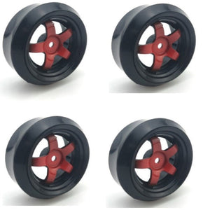 Powerhobby 1/10 Drift Car Slick Mounted Tires / Wheels (4) Red / Black PY160