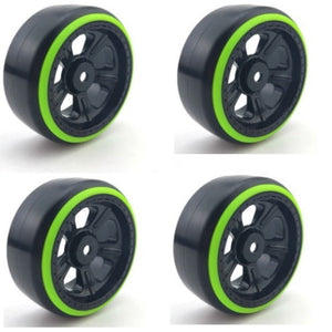 Powerhobby 1/10 Drift Car Slick Mounted Tires / Wheels (4) Green / Black PY169
