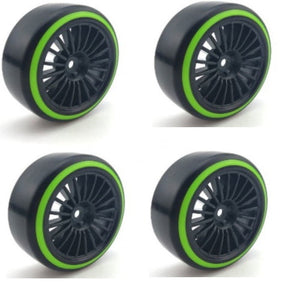 Powerhobby 1/10 Drift Car Slick Mounted Tires / Wheels (4) Green / Black PY180
