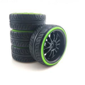 Powerhobby 1/10 Drift Car Mounted Tires / Wheels (4) Green / Black PY465