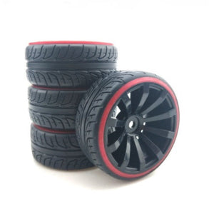 Powerhobby 1/10 Drift Car Mounted Tires / Wheels (4) Red / Black PY506