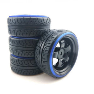 Powerhobby 1/10 Drift Car Mounted Tires / Wheels (4) Blue / Black PY554