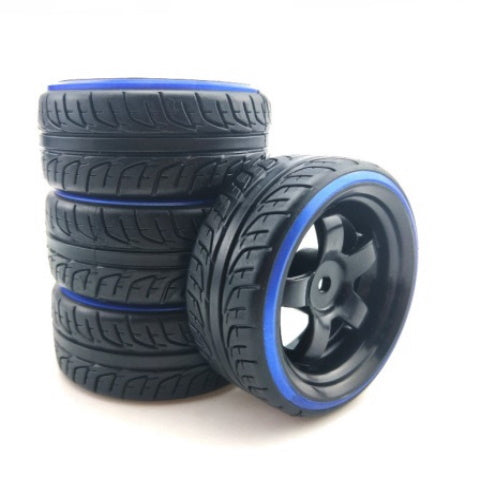 Powerhobby 1/10 Drift Car Mounted Tires / Wheels (4) Blue / Black PY554