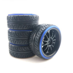 Powerhobby 1/10 Drift Car Mounted Tires / Wheels (4) Blue / Black PY567