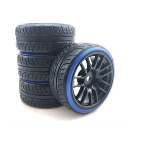 Powerhobby 1/10 Drift Car Mounted Tires / Wheels (4) Blue / Black PY568