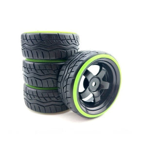 Powerhobby 1/10 Drift Car Mounted Tires / Wheels (4) Green / Black PY744