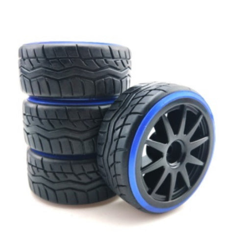 Powerhobby 1/10 Drift Car Mounted Tires / Wheels (4) Blue / Black PY857