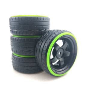 Powerhobby 1/10 Drift Car Mounted Tires / Wheels (4) Green / Black PY890