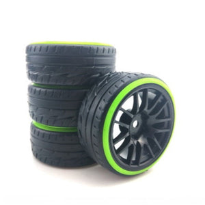 Powerhobby 1/10 Drift Car Mounted Tires / Wheels (4) Green / Black PY904
