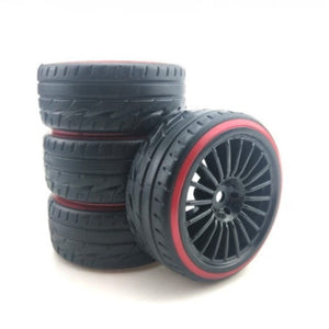 Powerhobby 1/10 Drift Car Mounted Tires / Wheels (4) Red / Black PY949