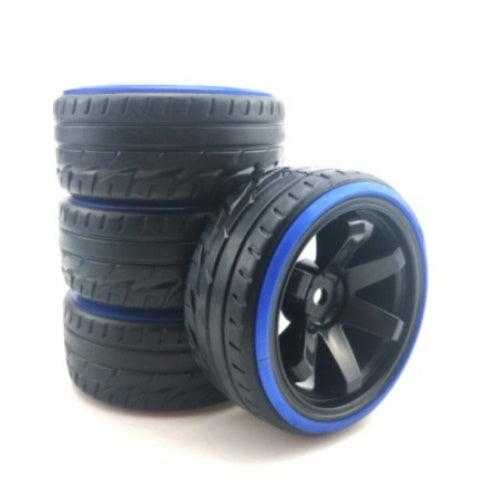 Powerhobby 1/10 Drift Car Mounted Tires / Wheels (4) Blue / Black PY997