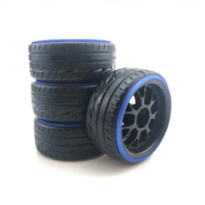 Powerhobby 1/10 Drift Car Mounted Tires / Wheels (4) Blue / Black PY1001