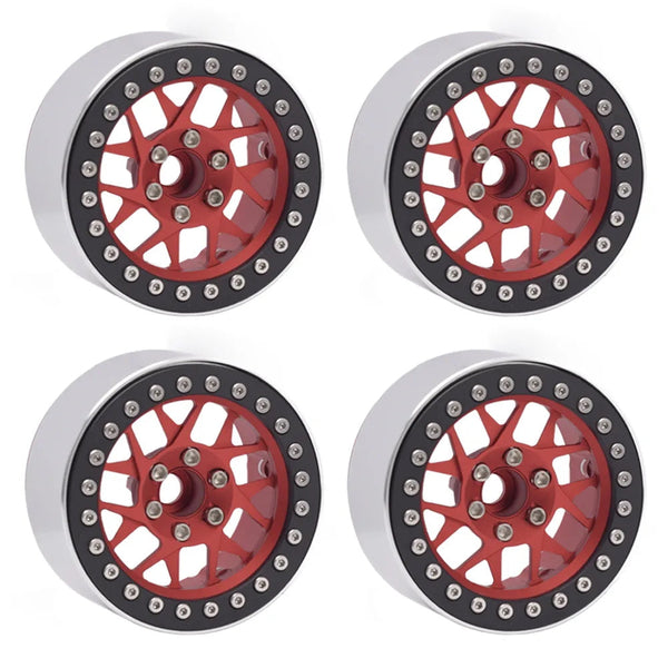 Powerhobby Aluminum 2.2" Beadlock Wheels Red (4) 1/10 Rock Crawler