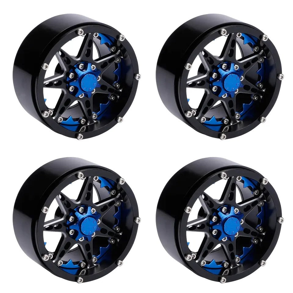 Powerhobby Aluminum 2.2" Beadlock Wheels Blue (4) 1/10 Rock Crawler