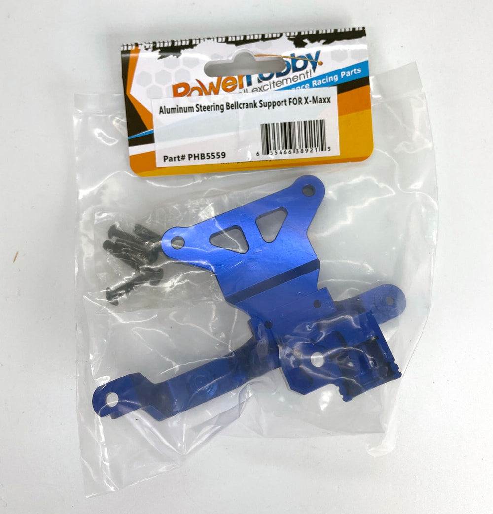 Powerhobby Aluminum Steering Bellcrank Support Blue FOR Traxxas X-Maxx
