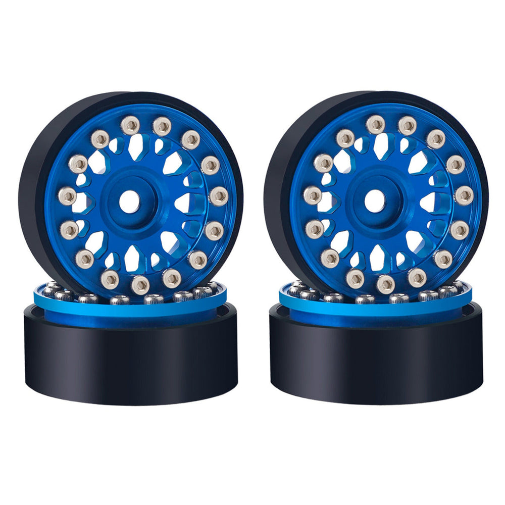 Powerhobby Aluminum Beadlock 1.0" Wheels 1/24 Axial SCX24 Jeep C10 4pc Blue