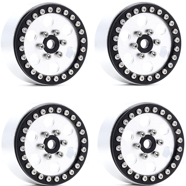 Powerhobby B5 Aluminum 1.9 Beadlock Wheels Super Positive Offset Silver (4) 1/10