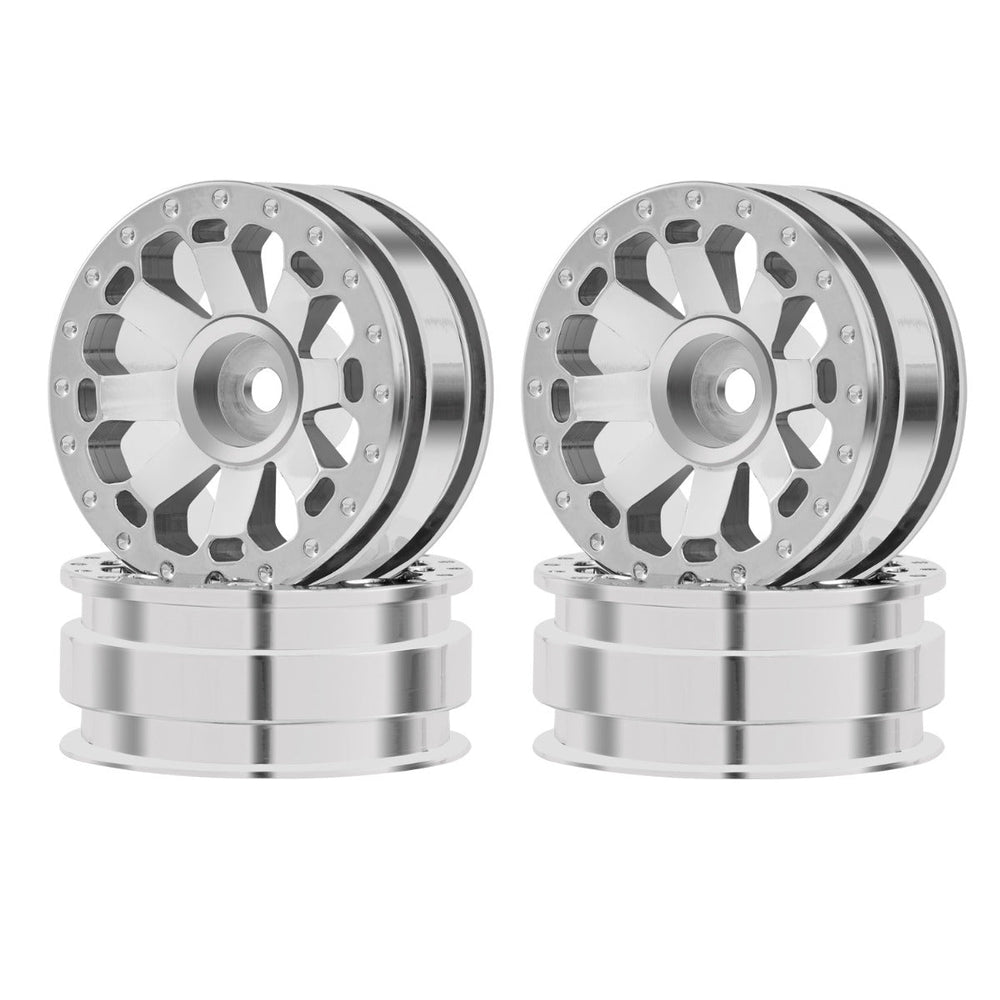Powerhobby 1.0" Aluminum Diamond Rock Crawler Wheels (4) 1/24 Silver