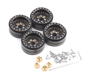 Powerhobby Axial SCX24 1.0" Black / Gold Brass Beadlock Crawler Wheels 1/24