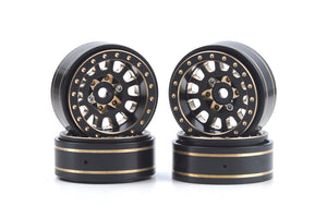 Powerhobby Axial SCX24 1.0" Black / Gold Brass Beadlock Crawler Wheels 1/24