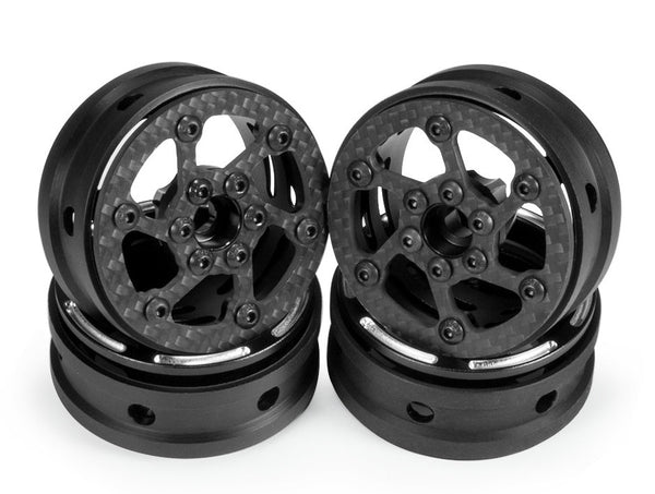Powerhobby 1.9" Carbon Fiber Lightweight Beadlock Wheels A 1/10 Rock Crawler