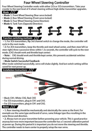 Powerhobby Four Wheel Steering Controller FOR Rock Crawler 1/24 1/18 1/10