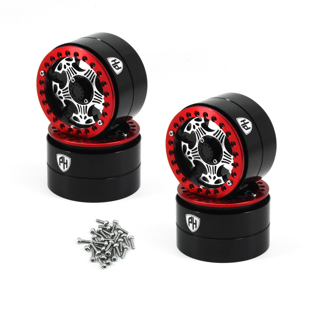 Powerhobby Aluminum 2.2" Beadlock Wheels Red (4) 1/10 Rock Crawler