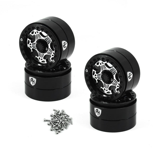 Powerhobby Aluminum 2.2" Beadlock Wheels Black (4) 1/10 Rock Crawler