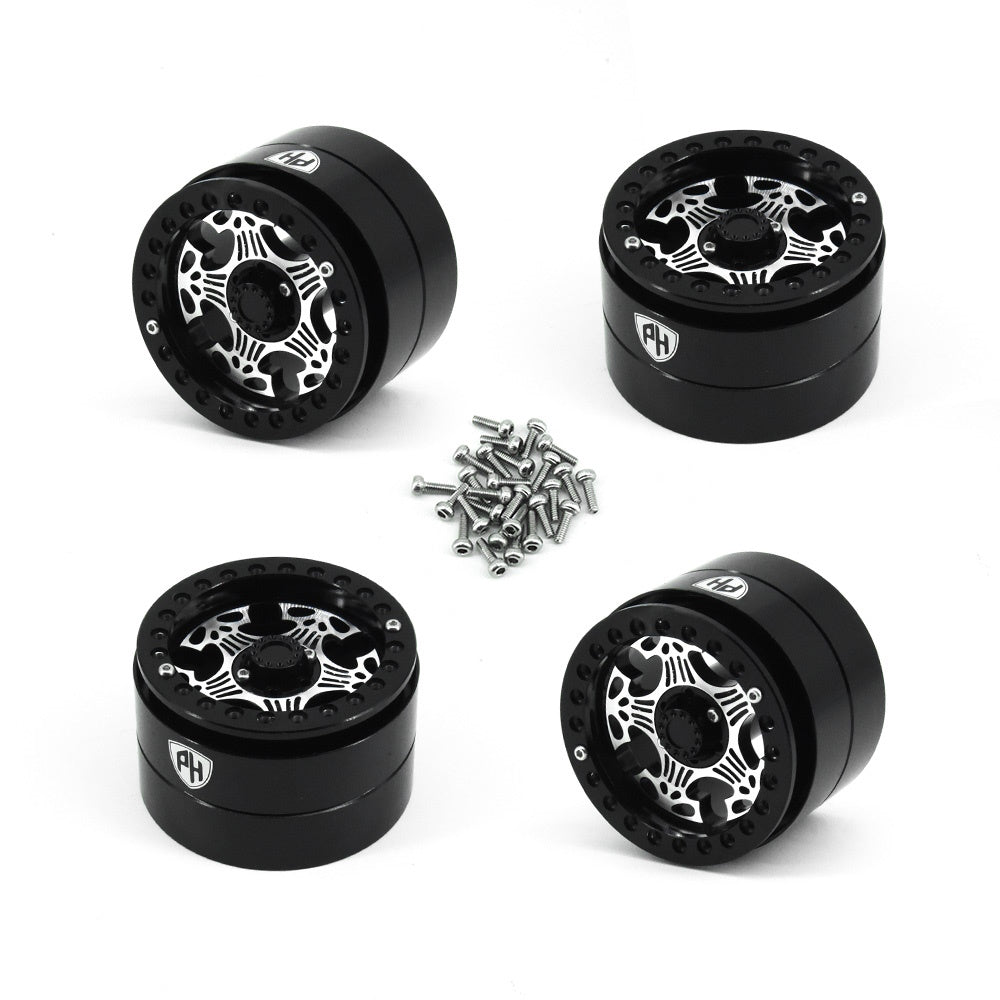 Powerhobby Aluminum 2.2" Beadlock Wheels Black (4) 1/10 Rock Crawler