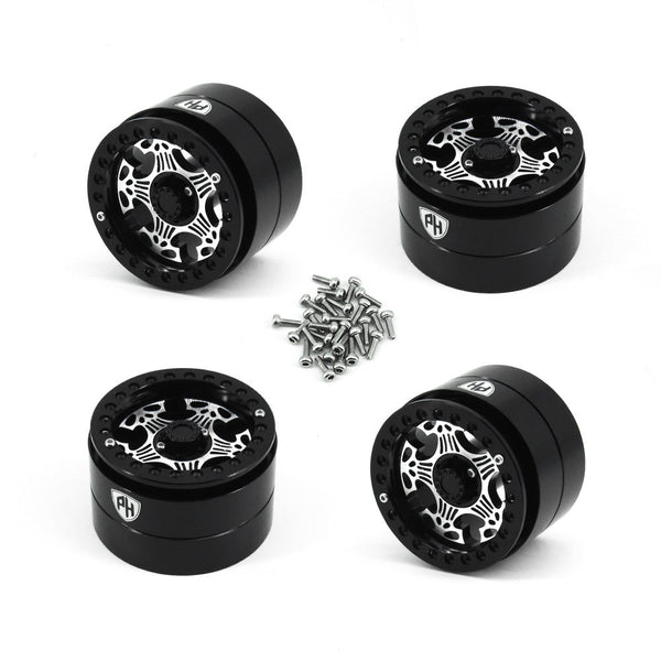 Powerhobby Aluminum 2.2" Beadlock Wheels Black (4) 1/10 Rock Crawler
