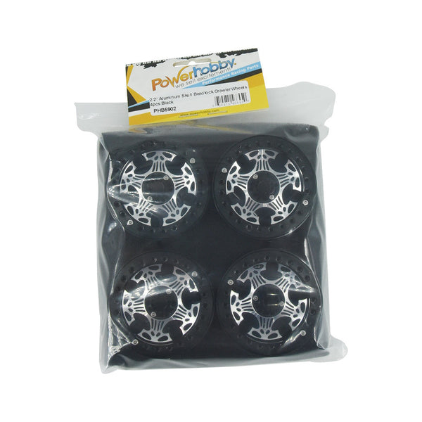 Powerhobby Aluminum 2.2" Beadlock Wheels Black (4) 1/10 Rock Crawler
