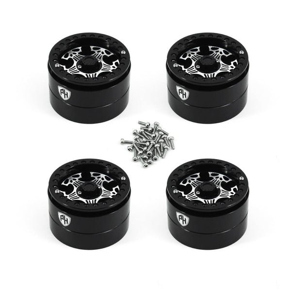Powerhobby Aluminum 2.2" Beadlock Wheels Black (4) 1/10 Rock Crawler