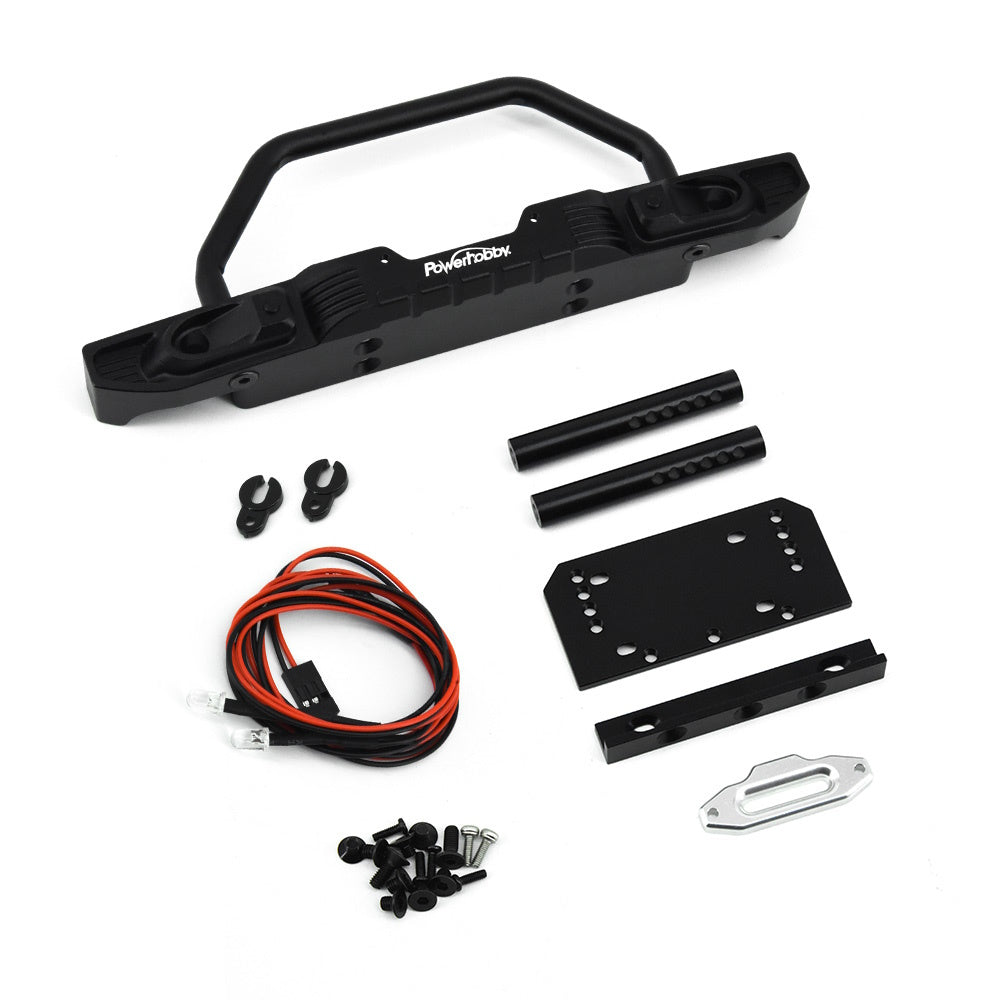 Powerhobby Aluminum Front Bumper w LED Lights Axial SCX10 90046