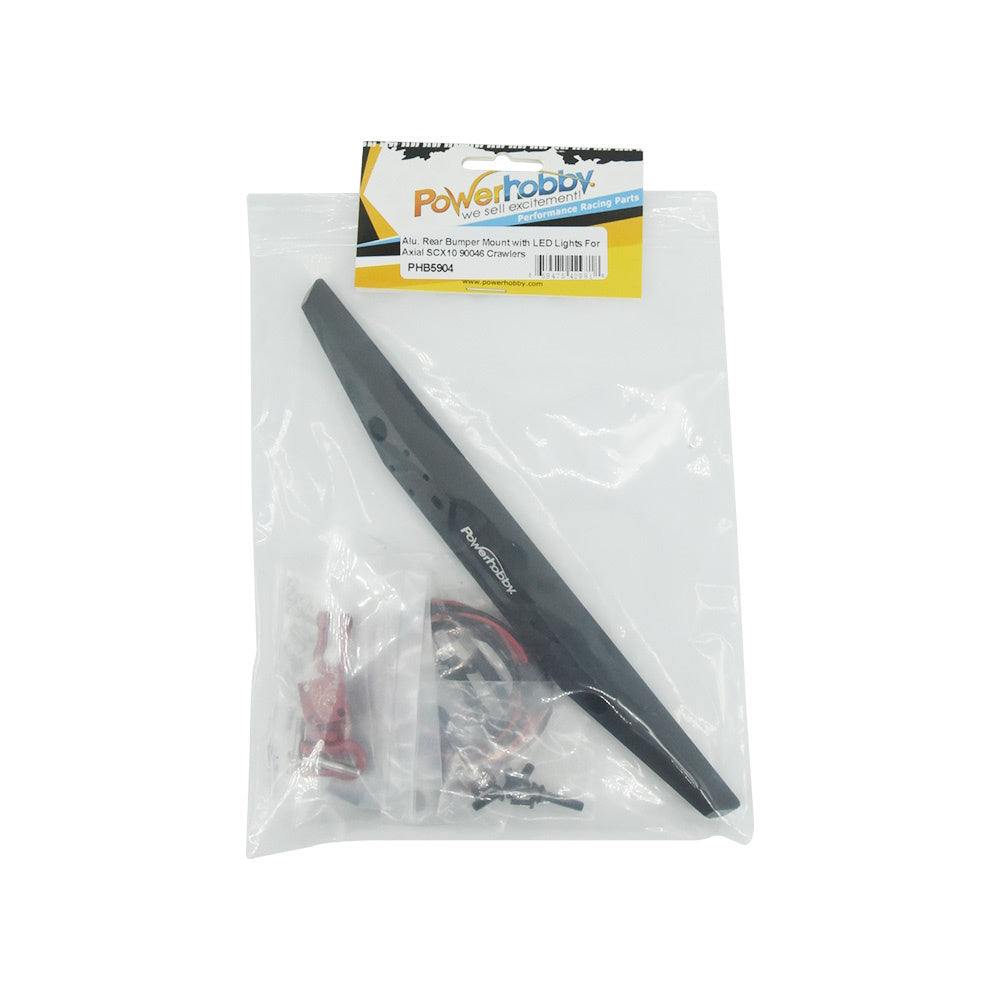 Powerhobby Aluminum Rear Bumper w LED Lights Axial SCX10 90046