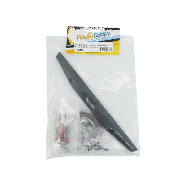 Powerhobby Aluminum Rear Bumper w LED Lights Axial SCX10 90046