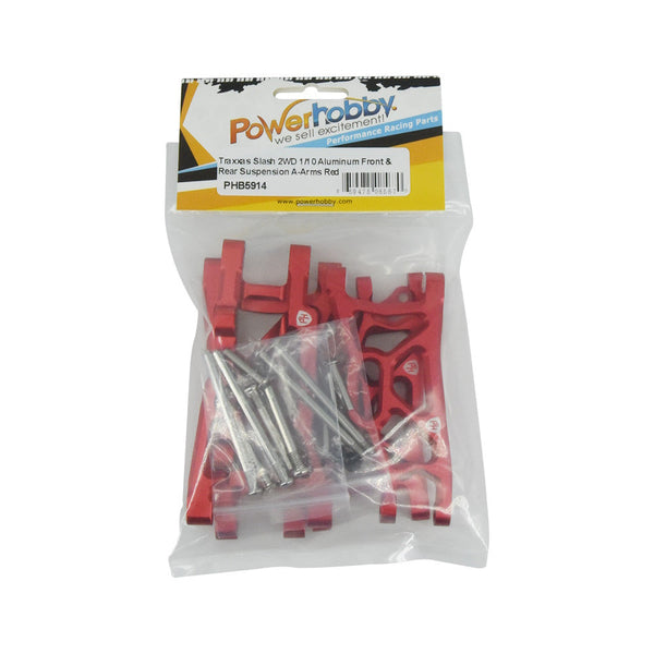 Powerhobby Aluminum Front / Rear Suspension A-Arms Red FOR Traxxas Slash 2WD