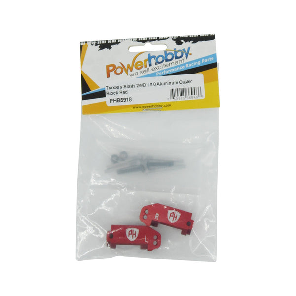 Powerhobby Aluminum Caster Blocks FOR Traxxas Slash Rustler Bandit Stampede Red
