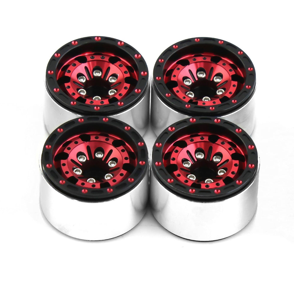 Powerhobby 1.0" Beadlock Wheels Red (4) 1/24 Rock Crawler