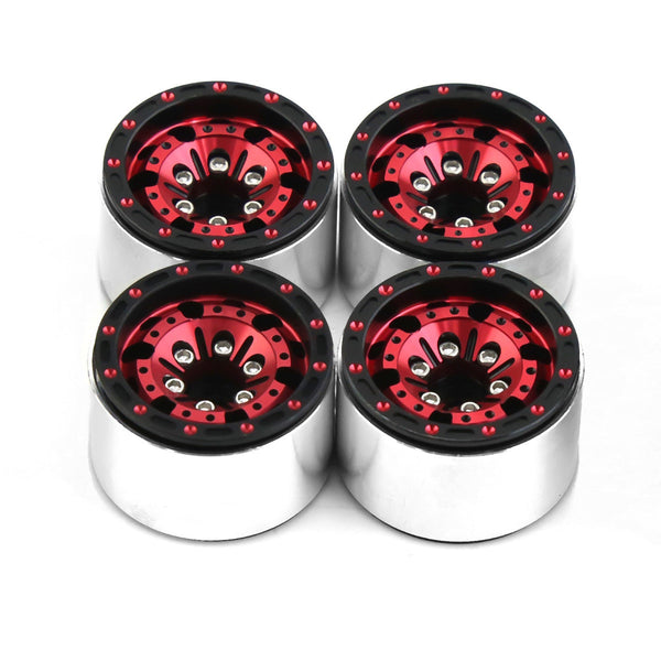 Powerhobby 1.0" Beadlock Wheels Red (4) 1/24 Rock Crawler
