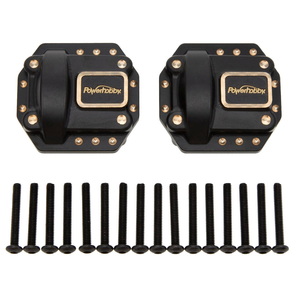 Powerhobby Brass Front / Rear Axle Differential Covers Axial SCX10 II / Plastic Axles