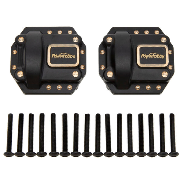 Powerhobby Brass Front / Rear Axle Differential Covers Axial SCX10 II / Plastic Axles