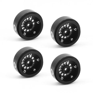 Powerhobby 1.0" Aluminum Wheels Black / Silver (4) 1/24 Rock Crawler