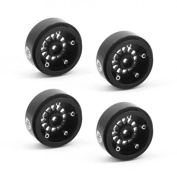 Powerhobby 1.0" Aluminum Wheels Black / Silver (4) 1/24 Rock Crawler
