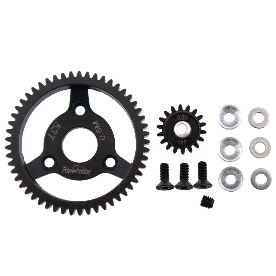 Powerhobby HS 32P 53T 0.8M Spur Gear w 18T Pinion FOR Traxxas Slash 2WD