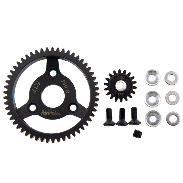 Powerhobby HS 32P 53T 0.8M Spur Gear w 18T Pinion FOR Traxxas Slash 2WD
