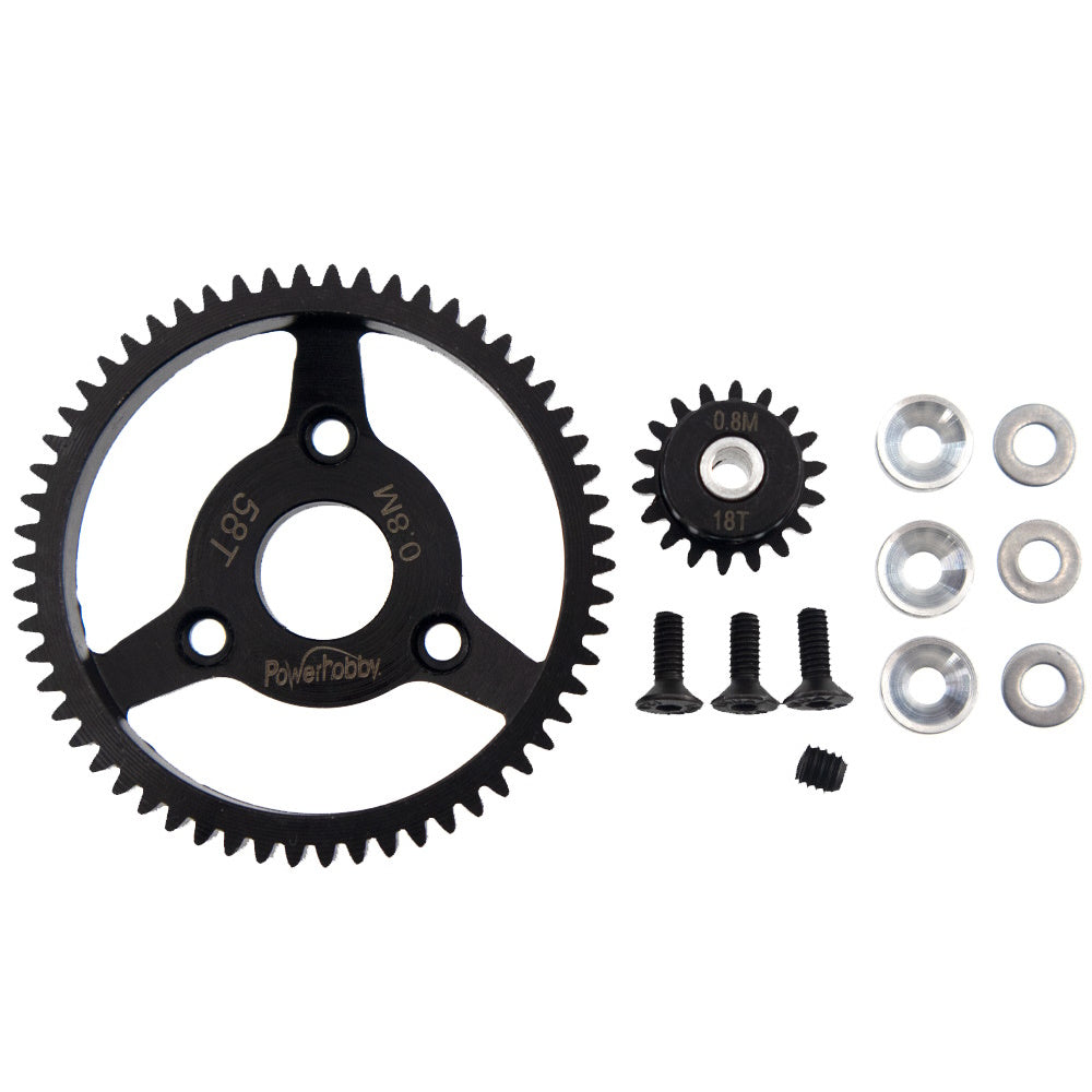 Powerhobby HS 32P 58T 0.8M Spur Gear w 18T Pinion FOR Traxxas Slash 2WD