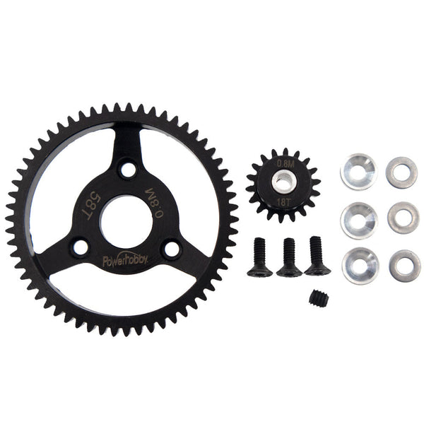 Powerhobby HS 32P 58T 0.8M Spur Gear w 18T Pinion FOR Traxxas Slash 2WD